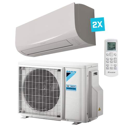 Daikin Daikin Sensira Multi-split 2x binnenunits: 1x 2,5 + 1x 3,5 kW + buitenunit 5,0 kW R32 wit (incl. 2x IR afstandsbediening en Wifi)